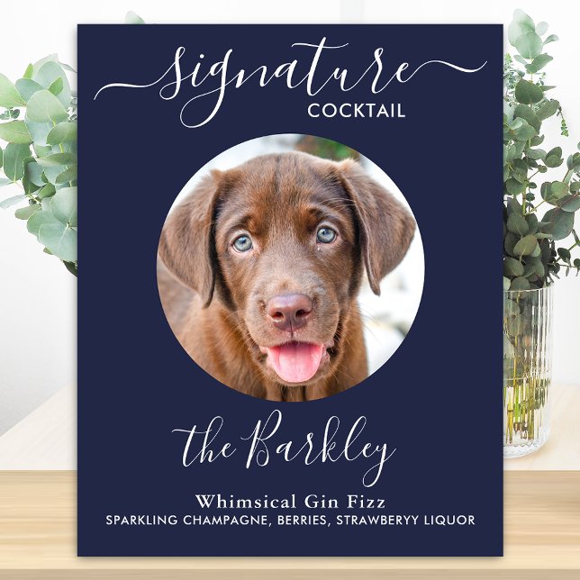 Pet Dog Wedding Signature Cocktail Navy Blue  Poster (Creator Uploaded)
