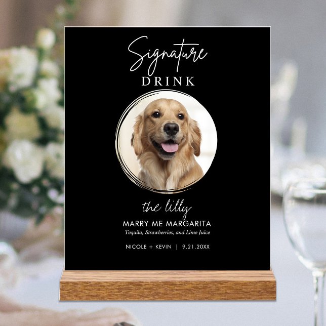 Pet Dog Wedding Signature Drinks Cocktail Bar Acrylic Sign (Creator Uploaded)