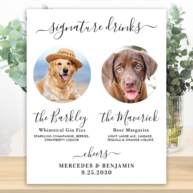Pet Dog Wedding Signature Drinks Custom Photo Bar Poster (Creator Uploaded)
