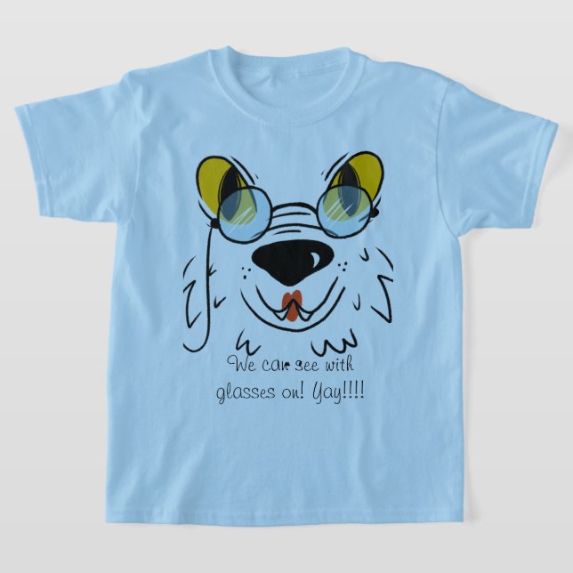 Pet Dog with glasses Yay we can see! T-Shirt (Laydown)