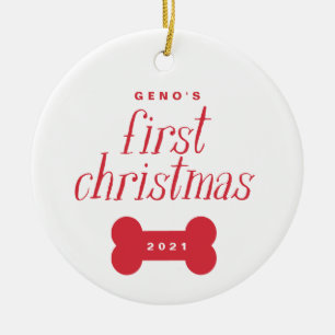 Pet Dog's First Christmas Photo Ornament