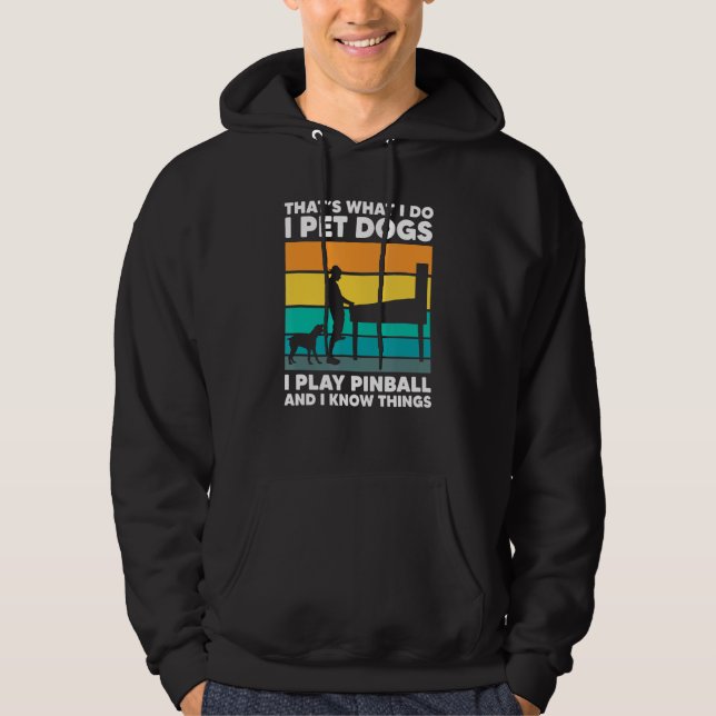 Pet Dogs Play Pinball Machine Gamer Retro Arcade G Hoodie (Front)