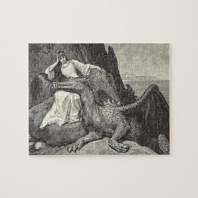 Pet Dragon and Maiden Jigsaw Puzzle (Horizontal)