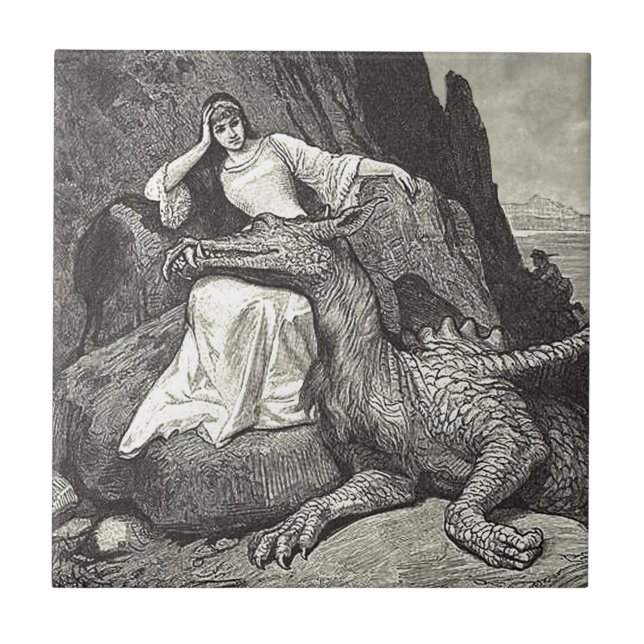 Pet Dragon and Mediaeval Maiden Tile (Front)