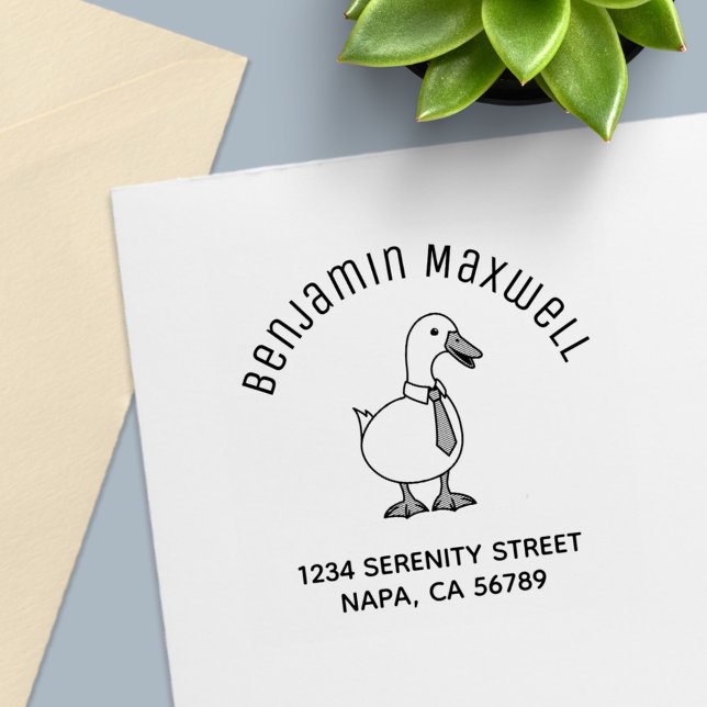 Pet Duck Goose Necktie Arch Address Self-inking Stamp (Creator Uploaded)
