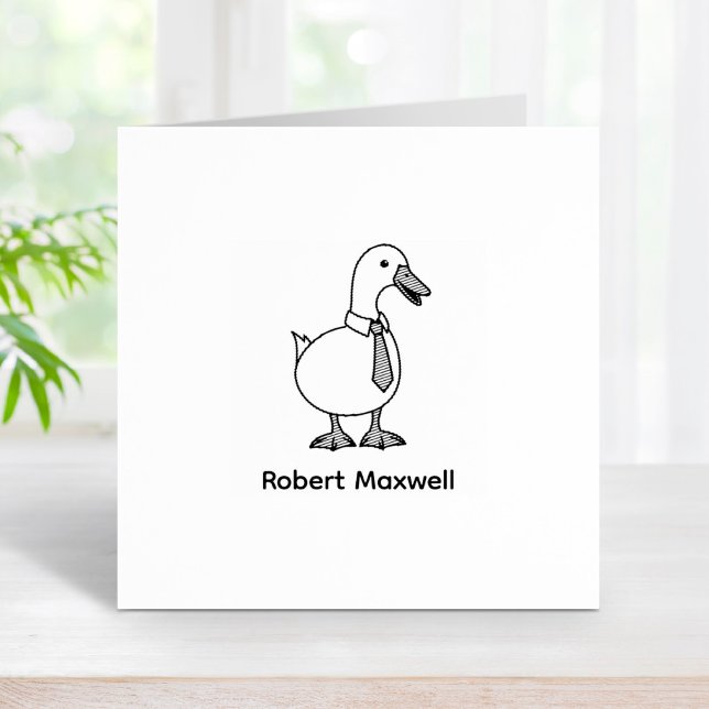Pet Duck Goose Necktie Custom Name 1x1 Rubber Stamp (Creator Uploaded)