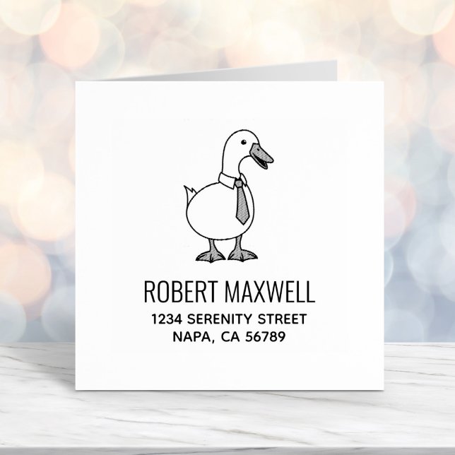 Pet Duck Goose Necktie Return Address Self-inking Stamp (Creator Uploaded)