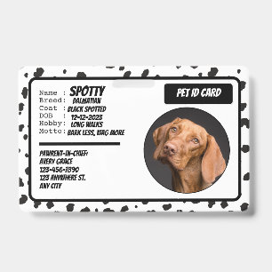 Pet Emergency Contact Photo ID Card Badge