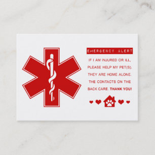 pet emergency contacts business card