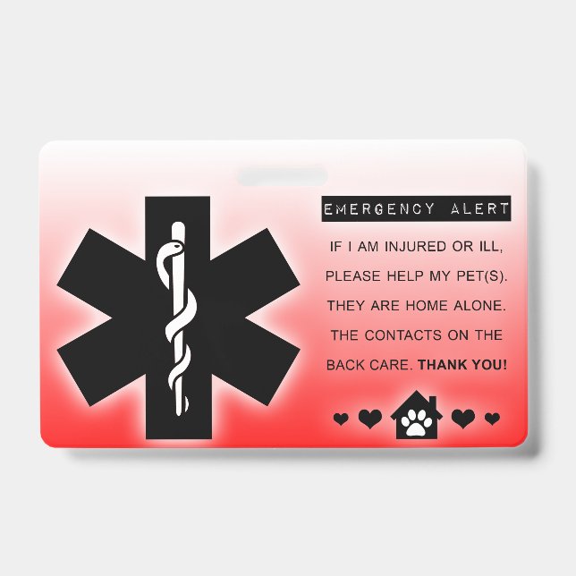 pet emergency contacts ID badge (Front)