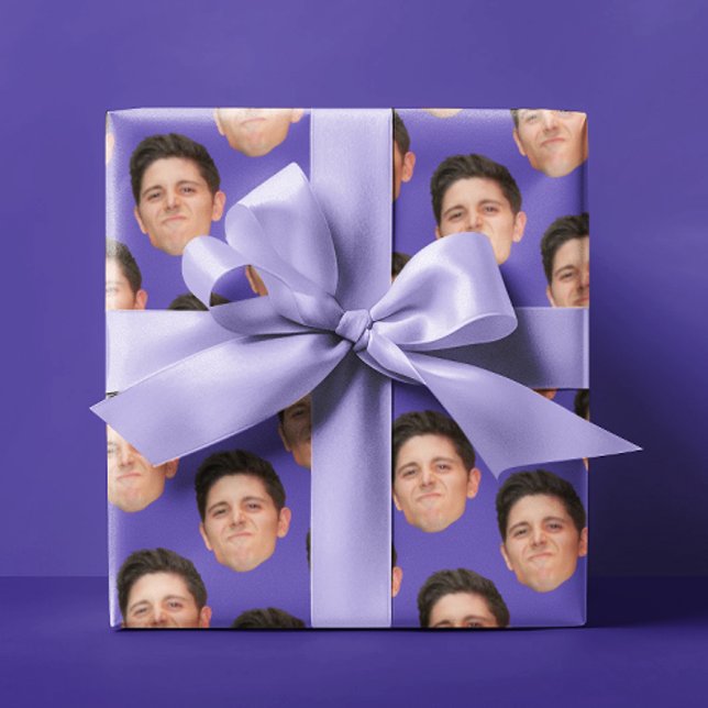 Pet Face Photo Violet Purple Gift Wrapping Paper (Creator Uploaded)