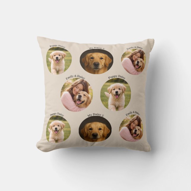 Pet Family Photos Mother's Day Throw Pillow Beige (Front)