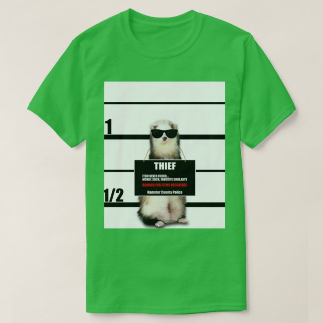 Pet Ferret Funny Thief Mugshot Ferret Lover Gift  T-Shirt (Design Front)