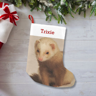 Pet Ferret Lover Photo and Name Personalised Small Christmas Stocking