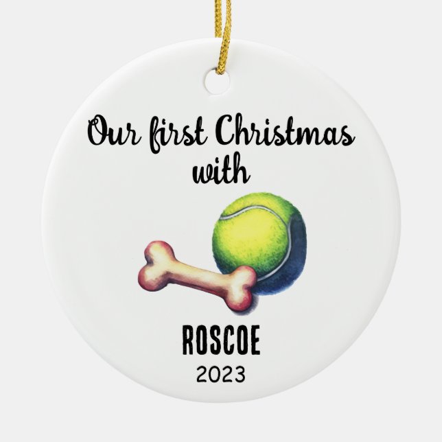 Pet First Christmas Dog Holiday Gift Ceramic Ornament (Front)