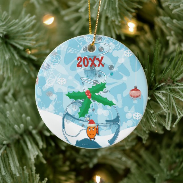 Pet Fish Christmas Couples Photo Ornament (Tree)