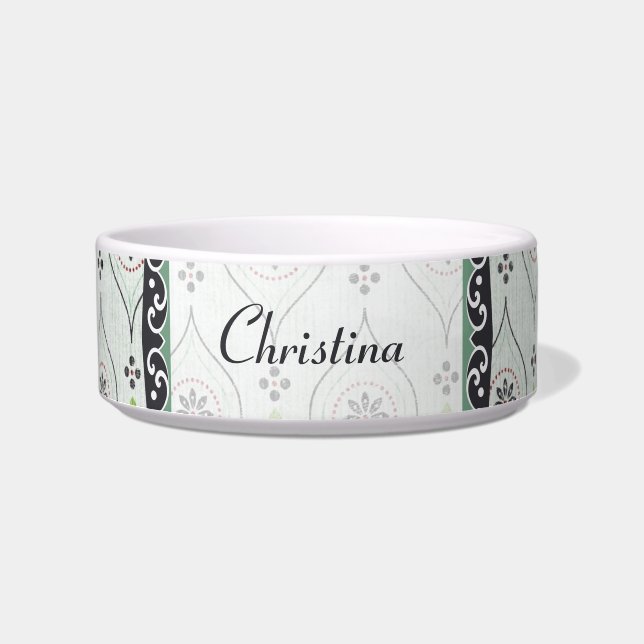 Pet Food Bowl blue Flower Pattern (Front)