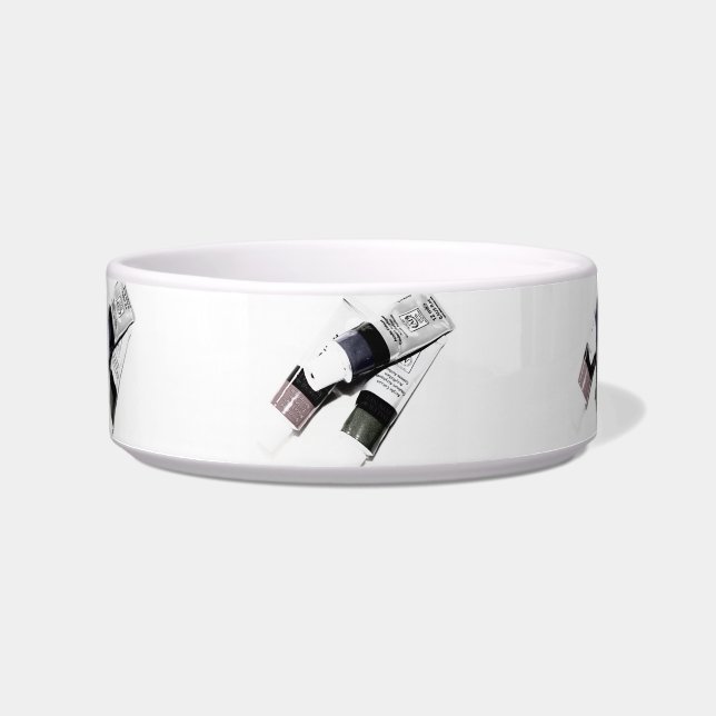 Pet Food or Water Bowl with Paint Tubes (Front)