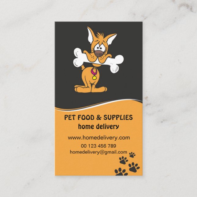 Pet food supplies, home delivery business card (Front)