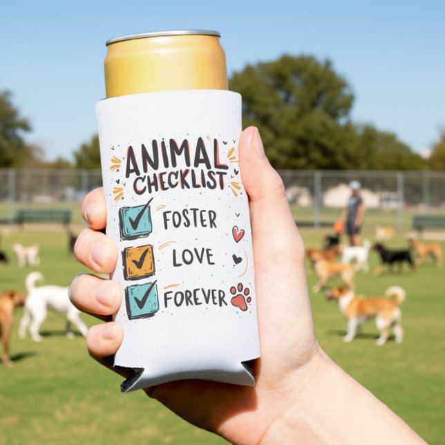 Pet Foster Checklist – Thoughtful Rescue Gift Seltzer Can Cooler (Animal Foster supporter can cooler)