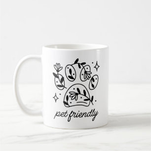Pet friendly floral dog paw aesthetic coffee mug