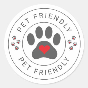 Pet Friendly Label with heart paw