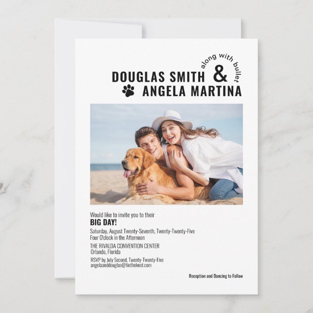 Pet Friendly Modern Wedding Invitation (Front)