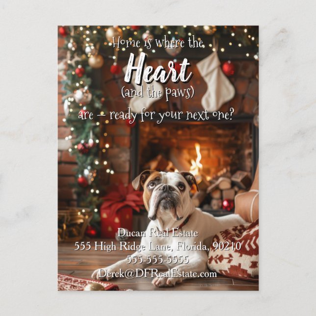 Pet-Friendly Real Estate Christmas dog  Postcard (Front)