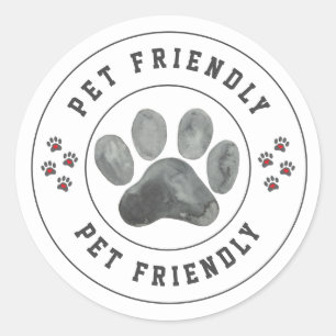 Pet Friendly watercolor paw Classic Round Sticker