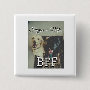 Pet friends besties add name pet photo animal love 15 cm square badge