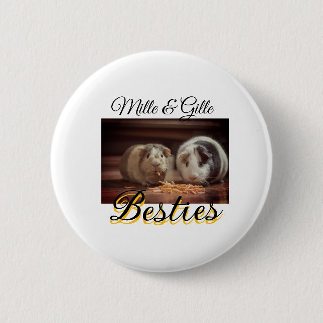 Pet friends besties add name pet photo animal love 6 cm round badge (Front)