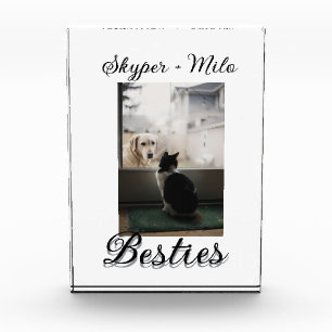 Pet friends besties add name pet photo animal love block