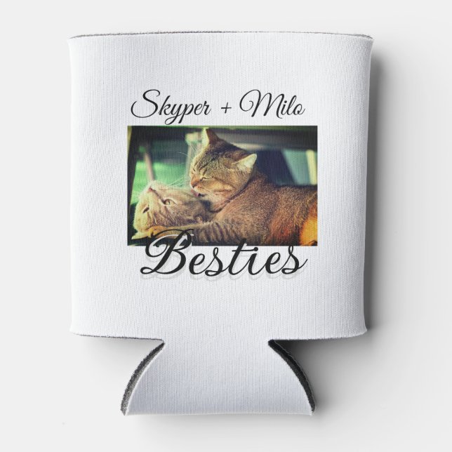 Pet friends besties add name pet photo animal love can cooler (Front)