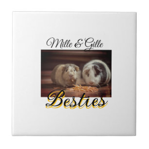 Pet friends besties add name pet photo animal love ceramic tile