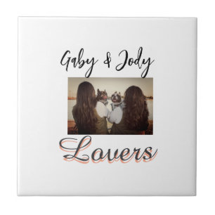 Pet friends besties add name pet photo animal love ceramic tile