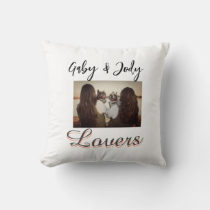 Pet friends besties add name pet photo animal love cushion