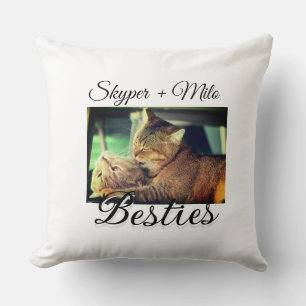 Pet friends besties add name pet photo animal love cushion