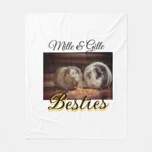 Pet friends besties add name pet photo animal love fleece blanket
