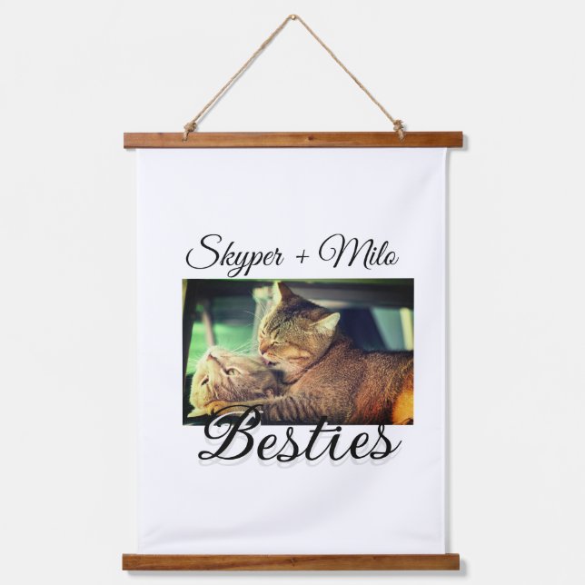 Pet friends besties add name pet photo animal love hanging tapestry (Front)