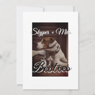 Pet friends besties add name pet photo animal love holiday card