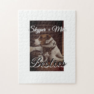 Pet friends besties add name pet photo animal love jigsaw puzzle