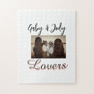 Pet friends besties add name pet photo animal love jigsaw puzzle