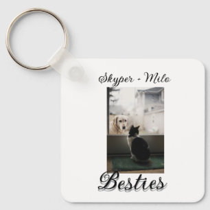 Pet friends besties add name pet photo animal love key ring