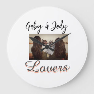 Pet friends besties add name pet photo animal love large clock