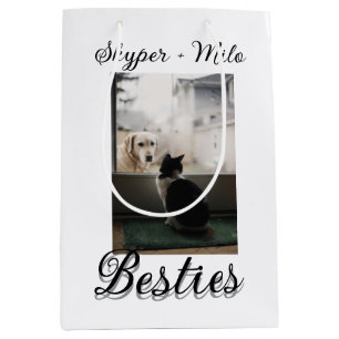 Pet friends besties add name pet photo animal love medium gift bag