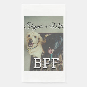 Pet friends besties add name pet photo animal love napkin