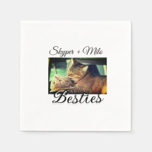 Pet friends besties add name pet photo animal love napkin
