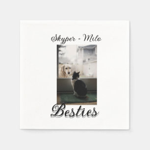 Pet friends besties add name pet photo animal love napkin