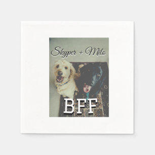 Pet friends besties add name pet photo animal love napkin