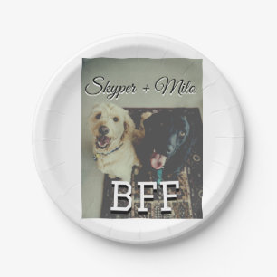Pet friends besties add name pet photo animal love paper plate